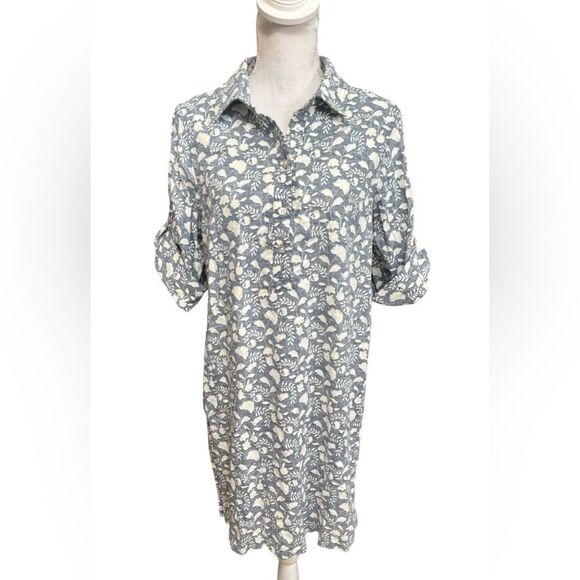 Faherty Penny dress in Indigo Echo Floral  Linen blend size medium - Picture 2 of 6